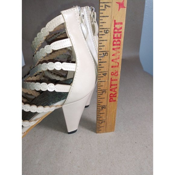 NY VIP Tan Nude Strap Heels Size 7 - Picture 4 of 5